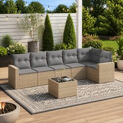 Friendly 7-Piece Outdoor Modular Sofa Set in Beige