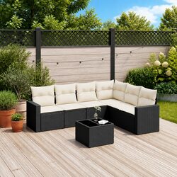Friendly 7 Piece Garden Sofa Set in Black Poly Rattan