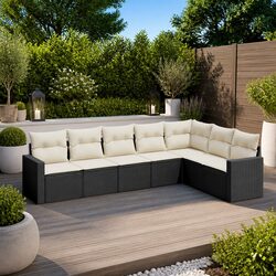 Versatile 7 Piece Black Patio Sofa Set