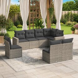 Garden Sofa Set 8 Piece Outdoor Furniture Grey Poly Rattan Modular Patio Lounge