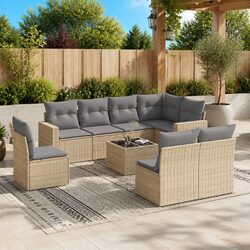 Your Perfect Outdoor Sofa Set: 9 Pieces in Beige Rattan