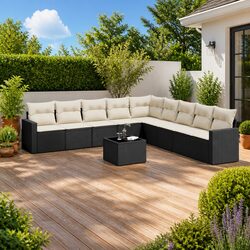 Friendly 10-Piece Black Modular Sofa Set for Your Patio
