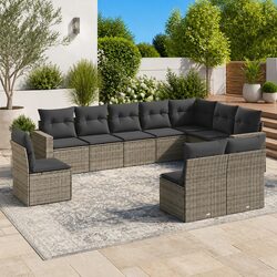 Friendly 10-Piece Grey Sofa Set for Your Outdoor Enjoyment