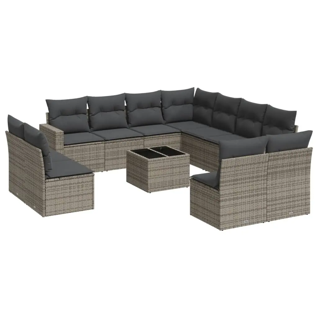 Garden Sofa Set 12 Piece Outdoor Patio Furniture Grey Poly Rattan Modular Lounge