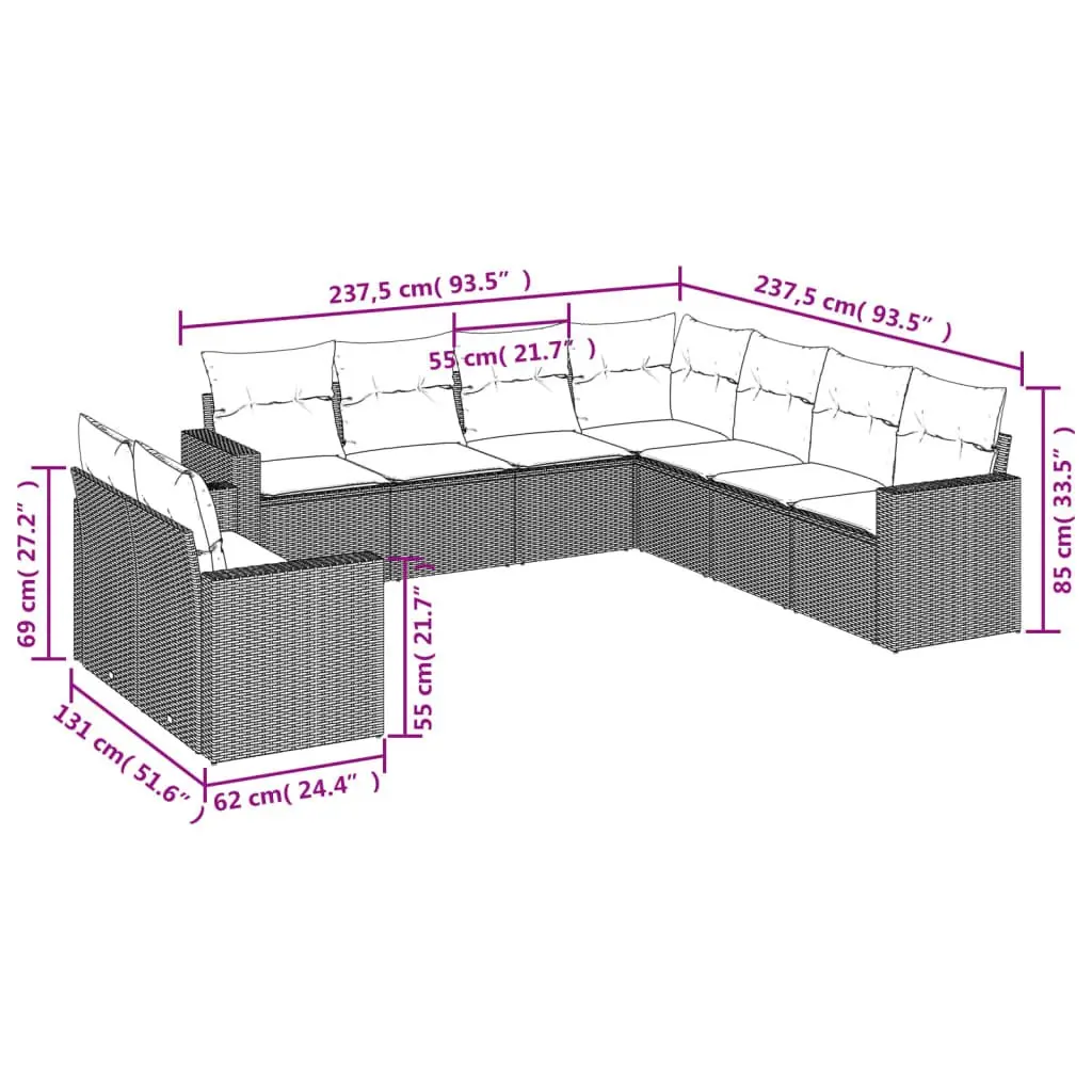 9-Piece Garden Sofa Set