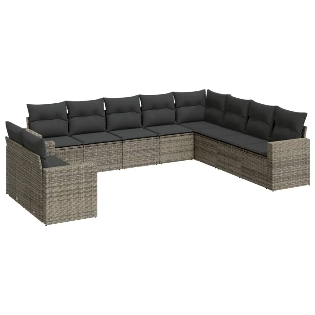 Garden Sofa Set 10 Piece Outdoor Furniture Grey Poly Rattan Modular Patio Lounge