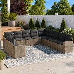 Inviting 11-Piece Grey Rattan Garden Sofa Set
