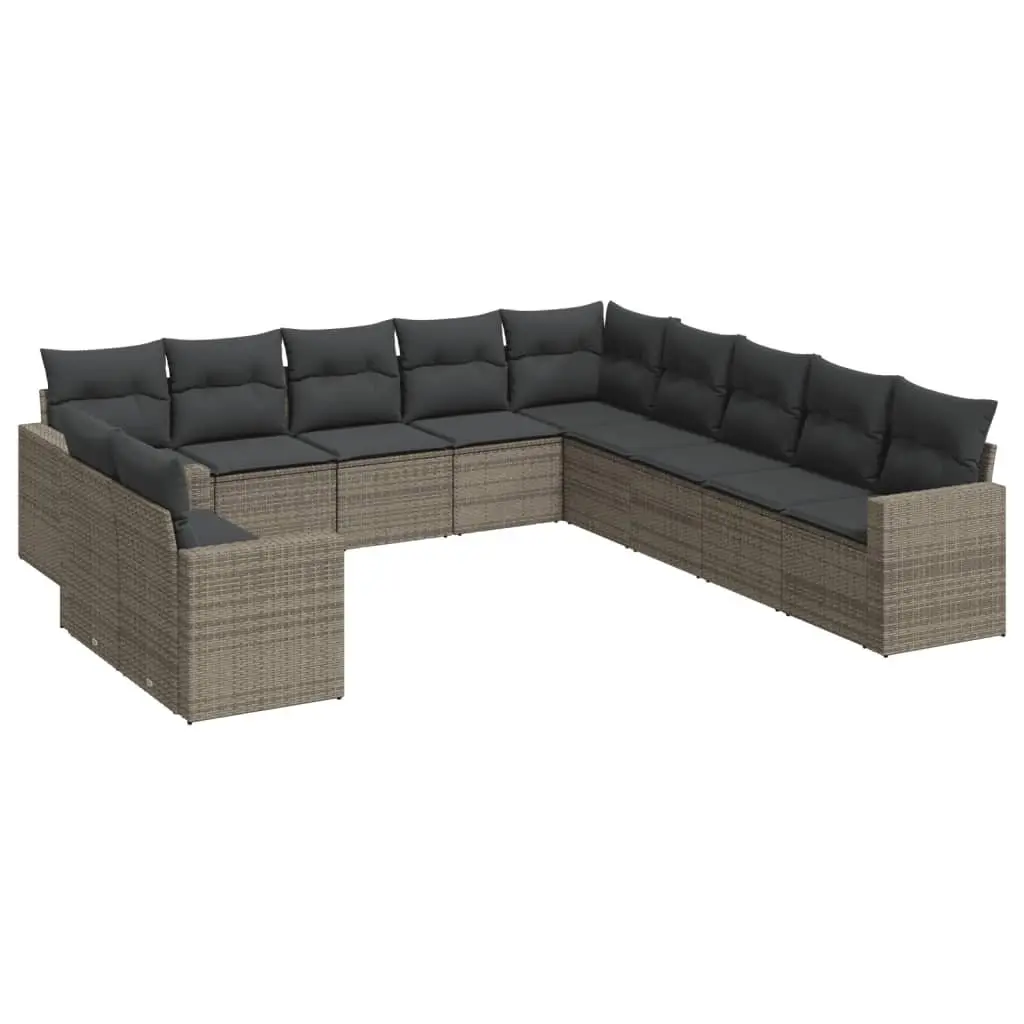 Garden Sofa Set 11 Piece Outdoor Furniture Grey Poly Rattan Modular Patio Lounge