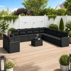 Friendly Black Modular Garden Sofa Set - 12 Pieces
