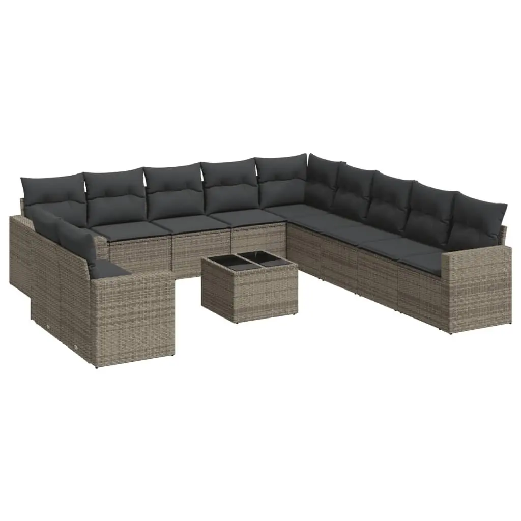 Garden Sofa Set 12 Pieces Outdoor Furniture Patio Lounge Grey Rattan Cushions