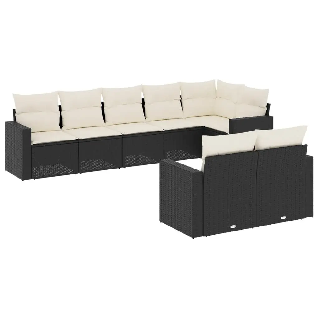 Garden Sofa Set 8 Piece Outdoor Furniture with Cushions Black Modular Patio