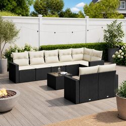 Garden Sofa Set 9 Piece Outdoor Furniture Patio Lounge with Cushions Black