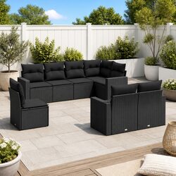 Your Ideal 8 Piece Black Outdoor Sofa Set with Cushions