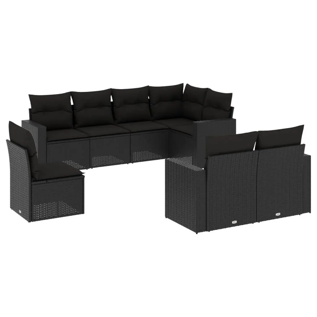 Garden Sofa Set 8 Piece Outdoor Furniture Patio Sectional with Cushions Black