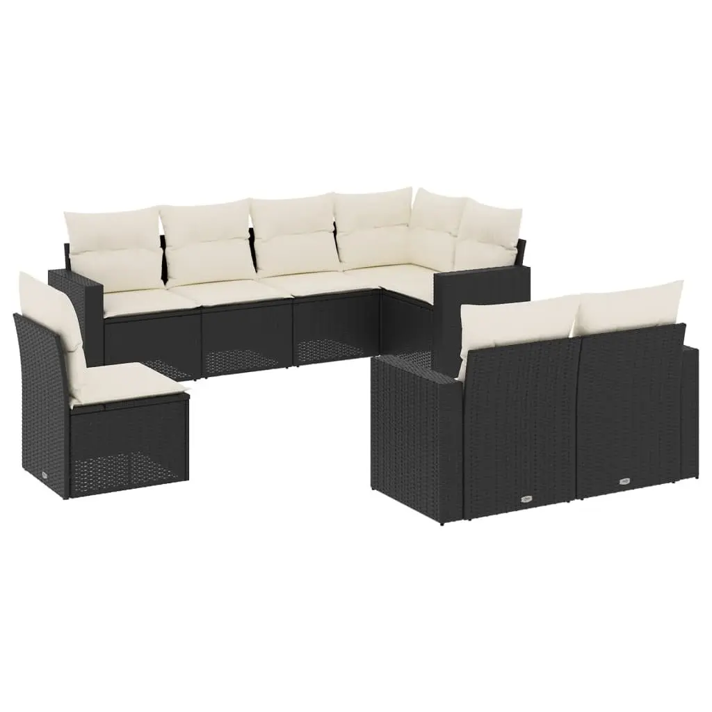 Garden Sofa Set Modular 8 Piece Outdoor Furniture Black