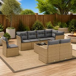 Friendly 9 Piece Outdoor Sofa Set with Cushions