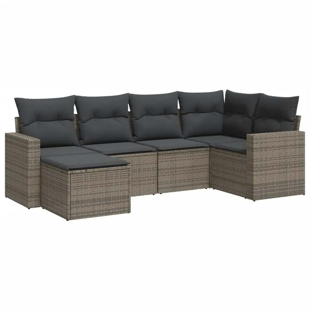 Garden Sofa Set 6 Piece Outdoor Furniture Grey Modular Seating Patio Cushions