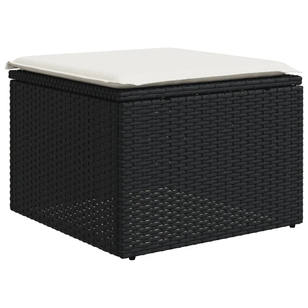 7 Piece Outdoor Garden Sofa Set Modular Black PE Rattan with Cushions