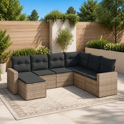 Friendly 7 Piece Grey Garden Sofa Set for Your Outdoor Area