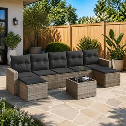 Your Outdoor Haven: 8 Piece Grey Garden Sofa Set