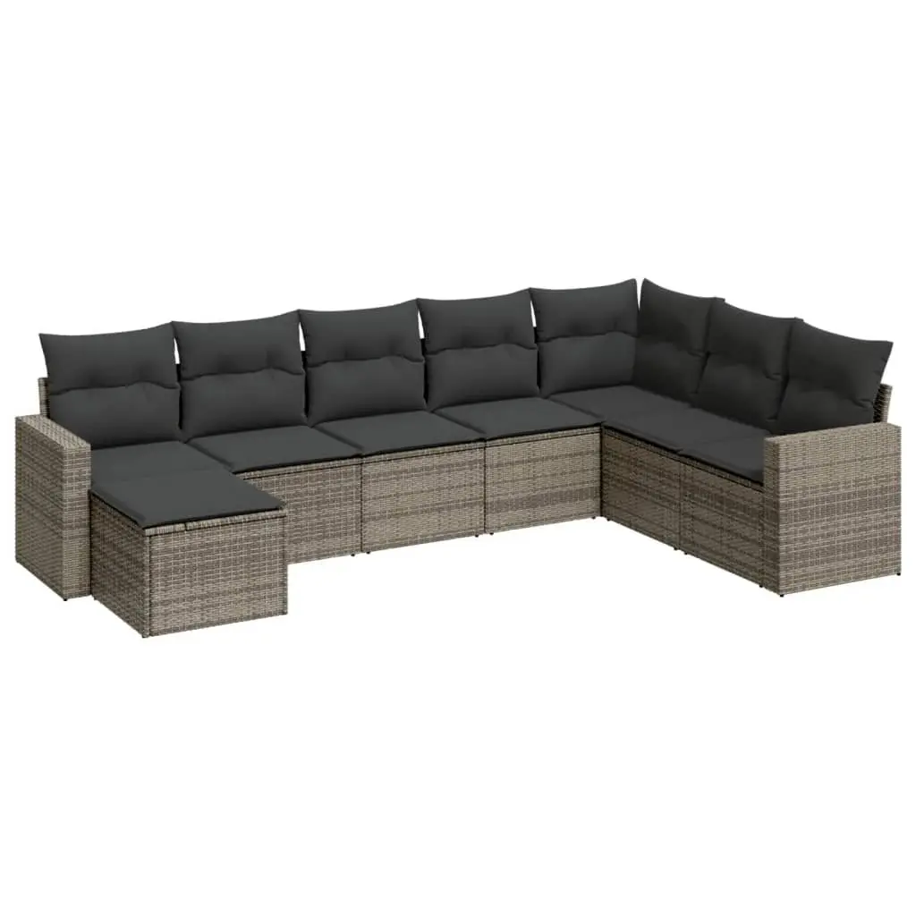 Garden Sofa Set 8 Piece Outdoor Furniture Patio Seating Grey Poly Rattan Modular