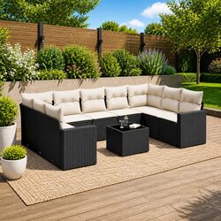 Friendly 10 Piece Garden Sofa Set with Removable Cushions
