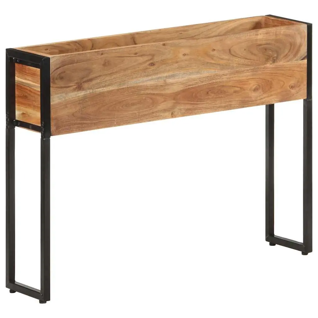 Wooden Planter Box Raised Bed 90x20x68cm Acacia Wood with Iron Frame