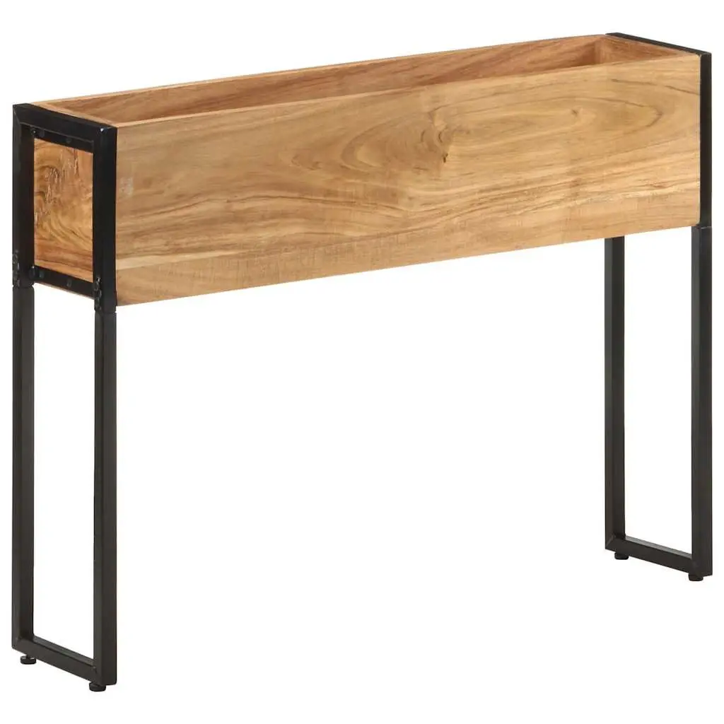 Wooden Planter Box Raised Bed 90x20x68cm Acacia Wood with Iron Frame