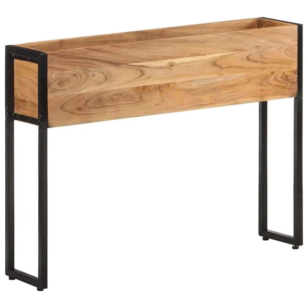 Wooden Planter Box Raised Bed 90x20x68cm Acacia Wood with Iron Frame
