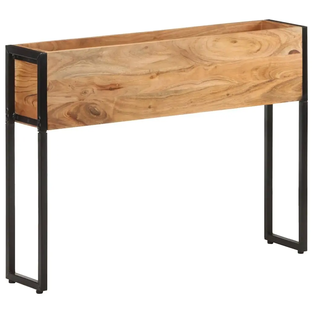 Wooden Planter Box Raised Bed 90x20x68cm Acacia Wood with Iron Frame