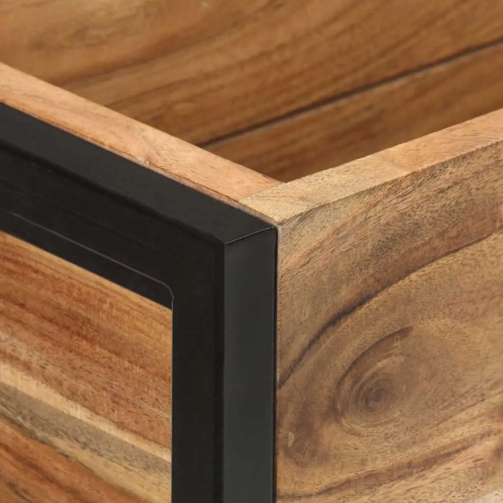Wooden Planter Box Raised Bed 90x20x68cm Acacia Wood with Iron Frame