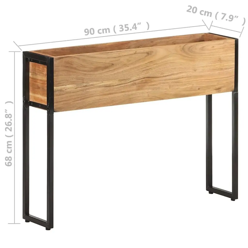 Wooden Planter Box Raised Bed 90x20x68cm Acacia Wood with Iron Frame