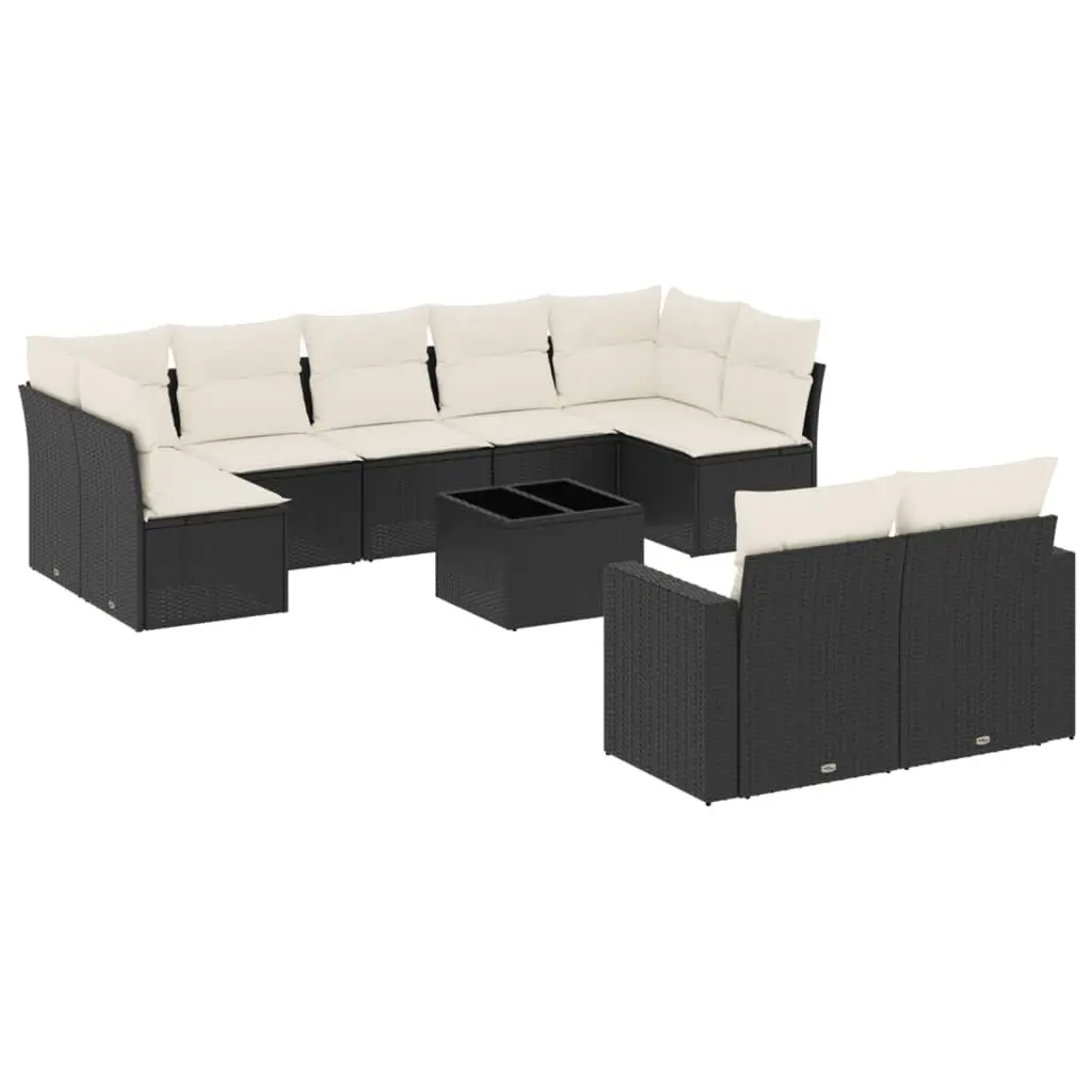10-Piece Black Garden Sofa Set