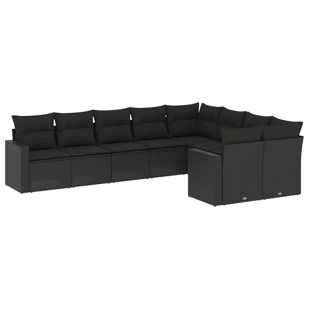 Outdoor Garden Sofa Set Modular Black Rattan 9 Piece