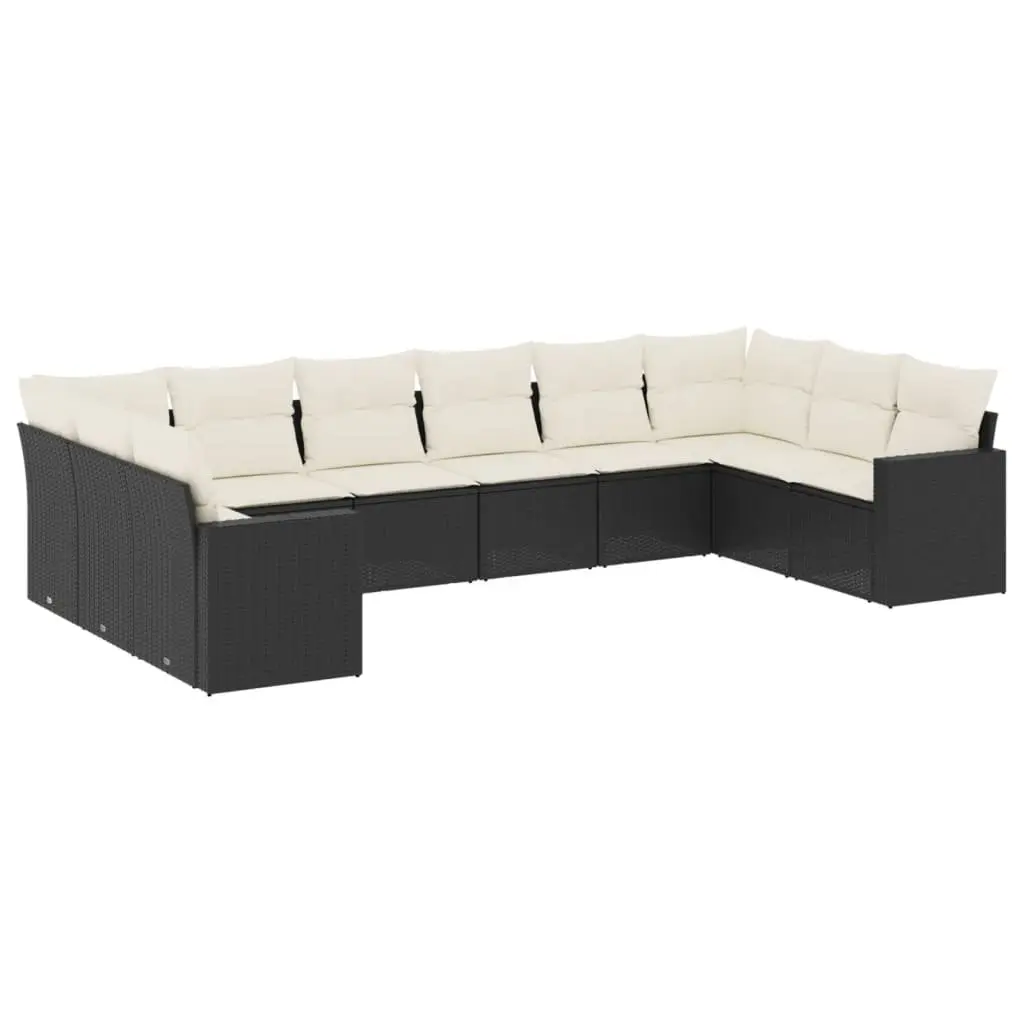 Garden Sofa Set Modular Black PE Rattan 10 Piece Outdoor Furniture