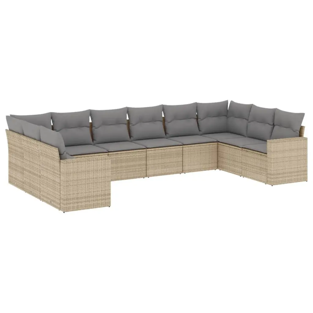 Outdoor Garden Sofa Set 10 Piece Modular Patio Furniture with Cushions Beige