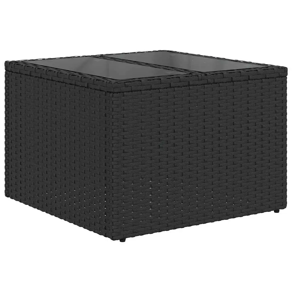 Outdoor Furniture 11 Piece Modular Garden Sofa Set with Cushions Black Poly Rattan