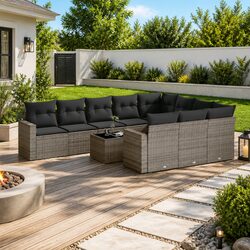 Friendly 11-Piece Grey Modular Garden Sofa Set