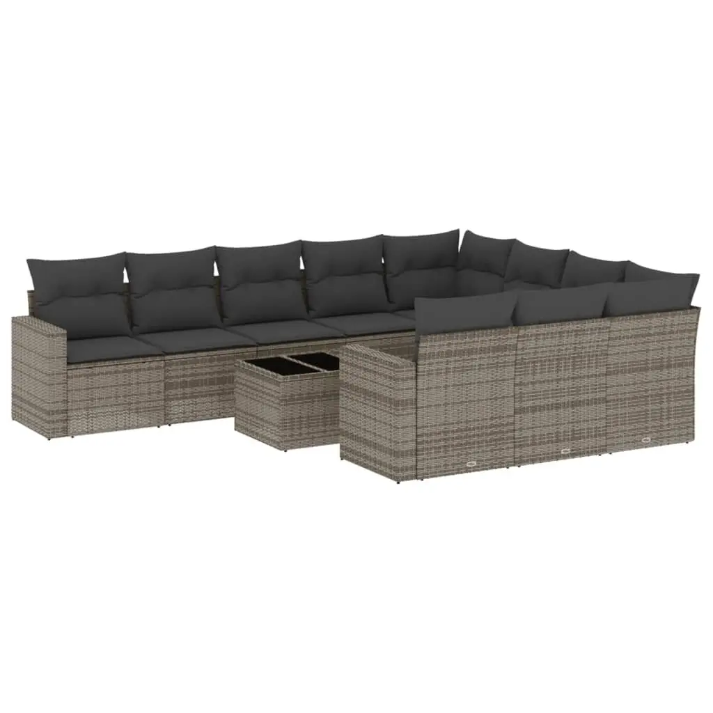 Garden Sofa Set 11 Piece Outdoor Furniture Grey Poly Rattan Modular Patio