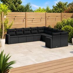 A Friendly 10-Piece Black Sofa Set for Outdoors