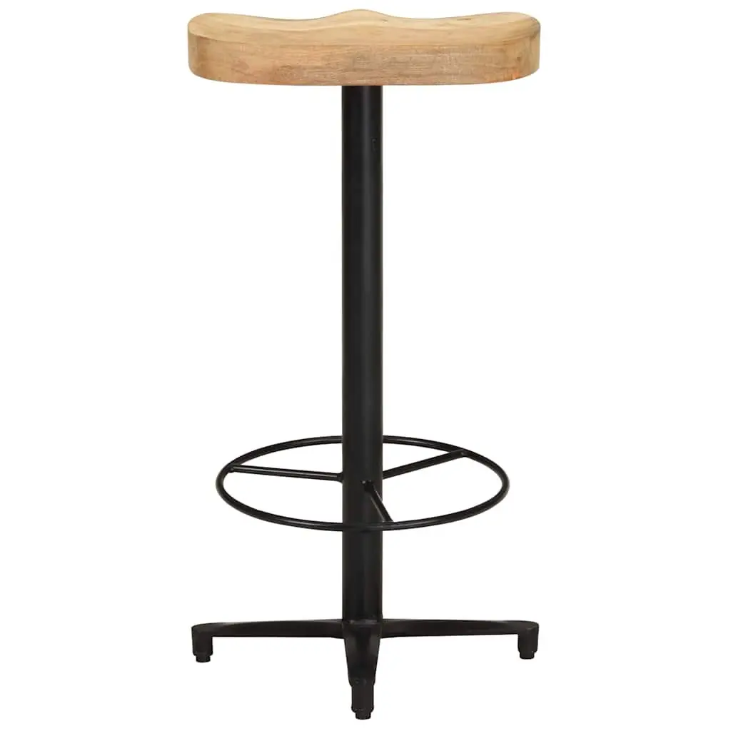 Bar Stools 2 pcs 76 cm Brown Solid Wood Mango Powder-Coated Iron Base Footrest