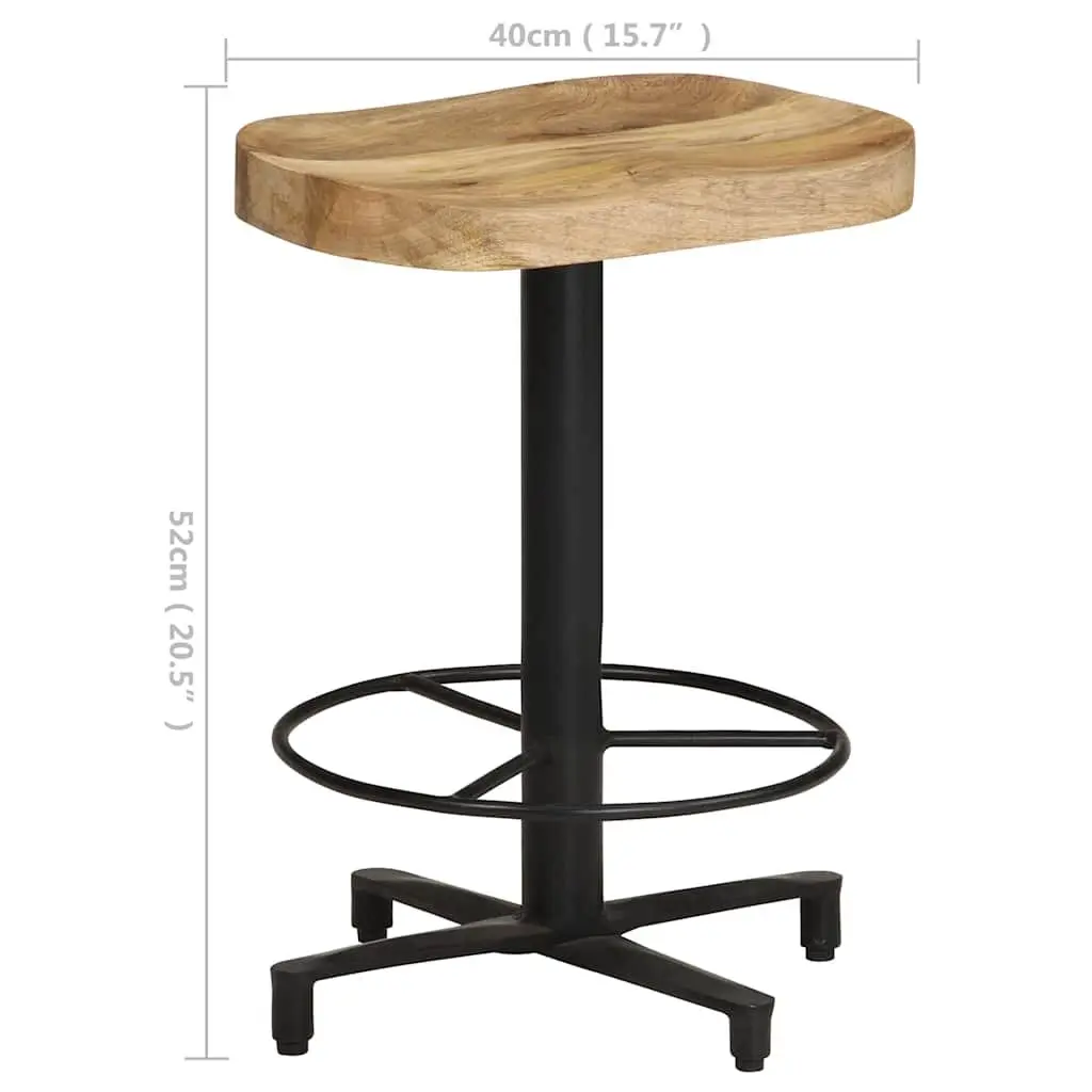 Bar Stools Solid Mango Wood Brown 52 cm Kitchen Counter Seating Footrest 2 Piece