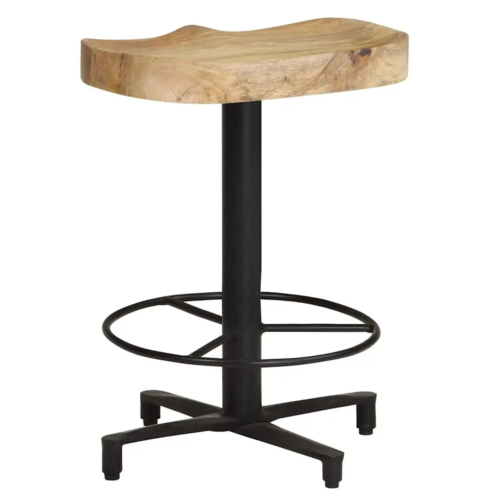 Bar Stools Solid Mango Wood Brown 52 cm Kitchen Counter Seating Footrest 2 Piece