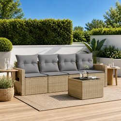 Your Ideal 5 Piece Outdoor Sofa Set with Beige Rattan