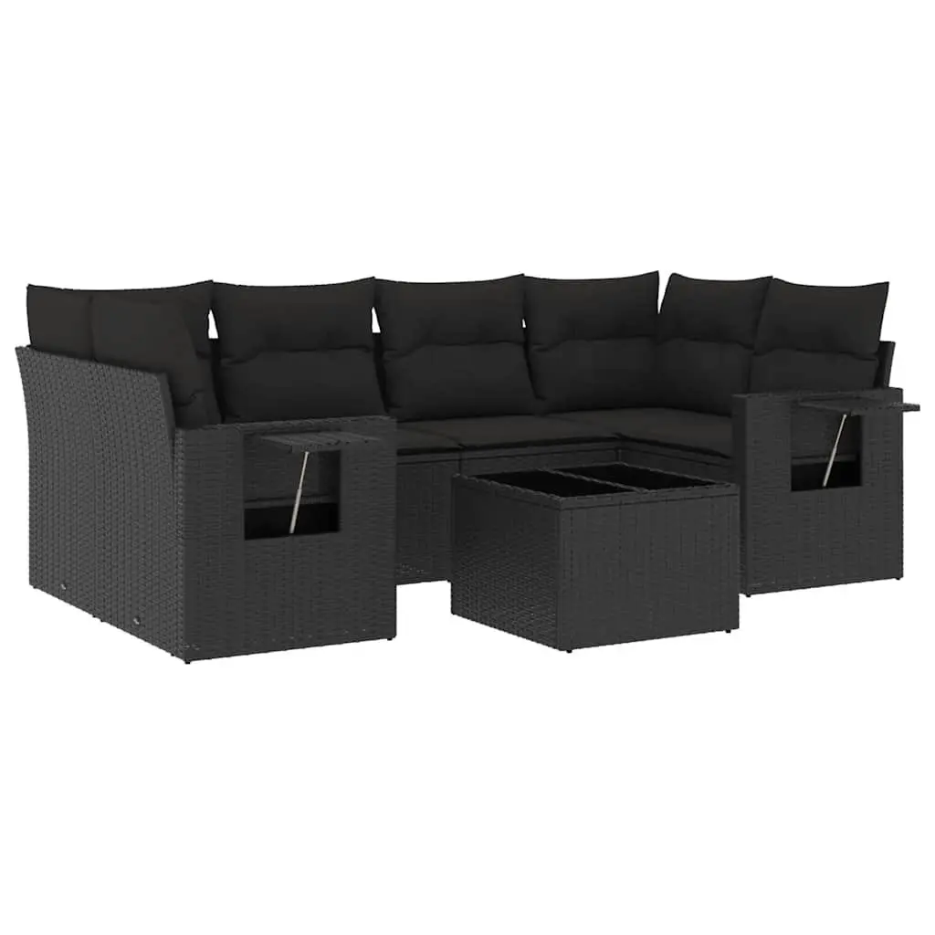 7-Piece Black Garden Sofa Set