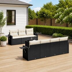 Garden Sofa Set 8 Piece Outdoor Furniture with Cushions Black Patio Seating