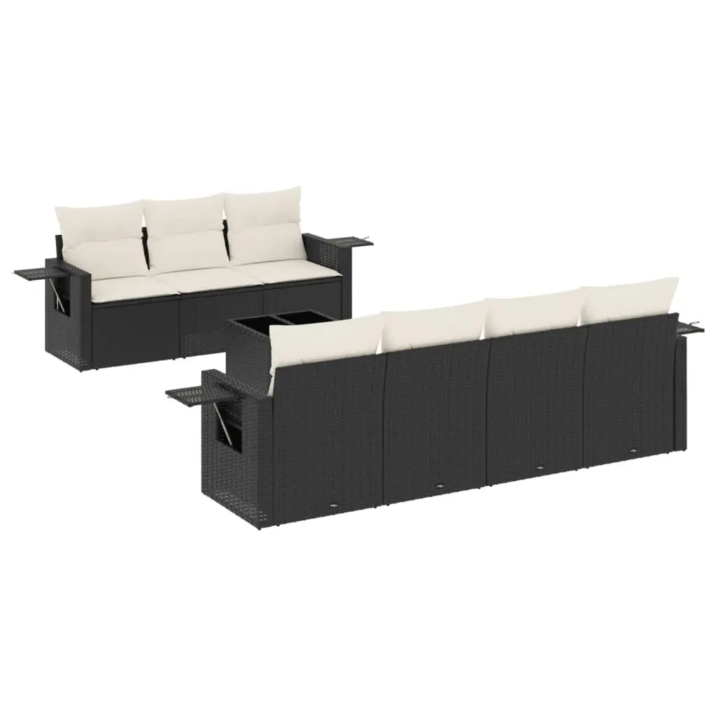 Garden Sofa Set 8 Piece Outdoor Furniture with Cushions Black Patio Seating
