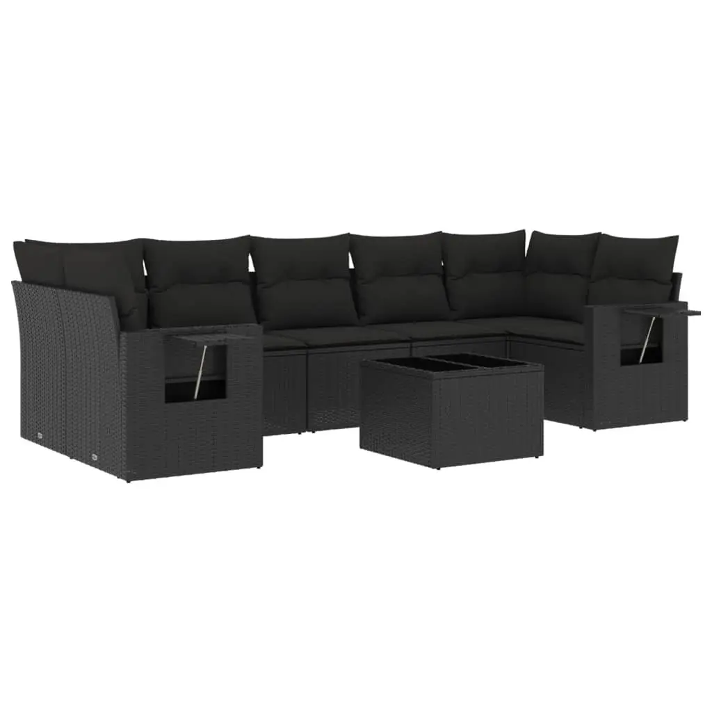 Garden Sofa Set 8 Piece Outdoor Furniture Black Rattan Modular Patio Lounge