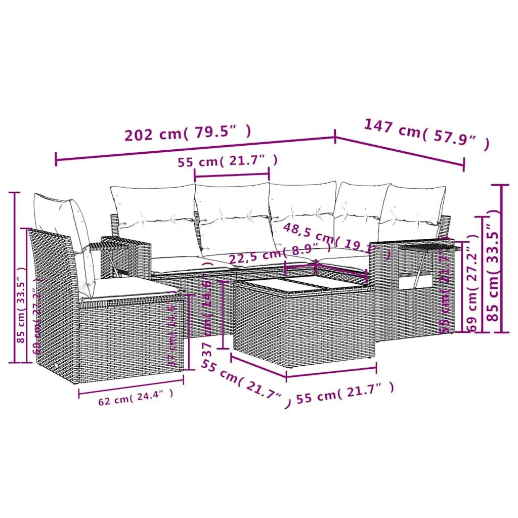 6 Piece Outdoor Sofa Set