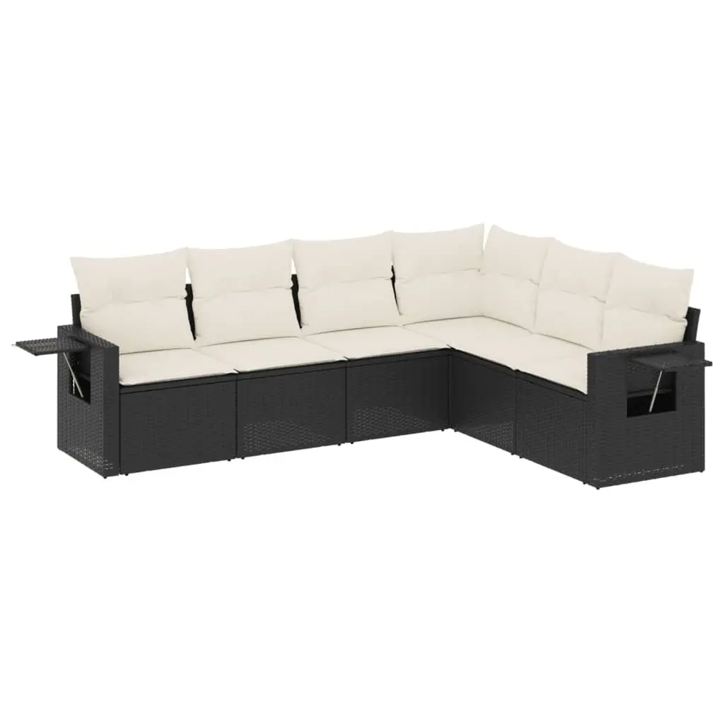 Garden Sofa Set Modular Black PE Rattan 6 Piece